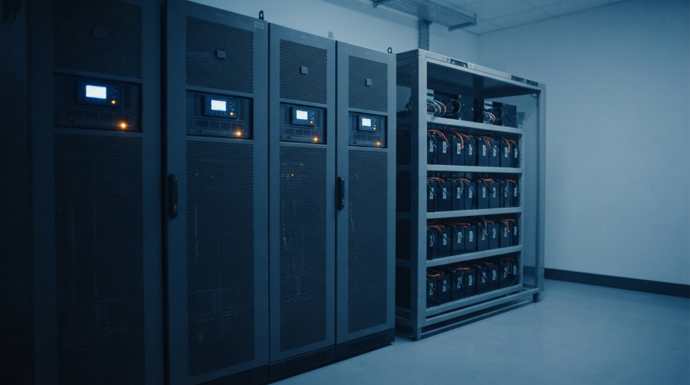 Three-phase industrial UPS cabinets and battery enclosure