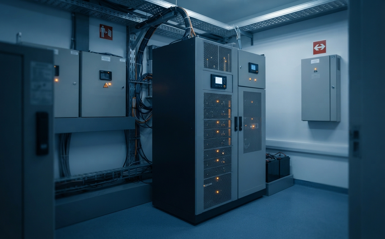 Hospital plant room with medical-grade UPS